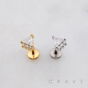 TRIANGLE PYRAMID CLUSTER THREADLESS (PUSH IN) 316L SURGICAL STEEL LABRET SET